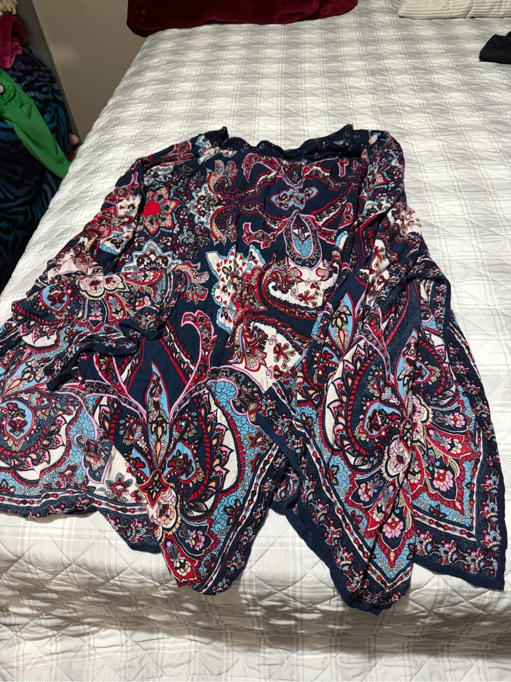 Bila Navy Paisley Short Sleeve Top with Red Accents - Picture 2 of 4